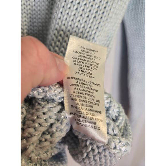 NWT ELIE TAHARI Cotton Rayon Knit Pullover Sweater Small Ice Blue Soft Office - Picture 9 of 12
